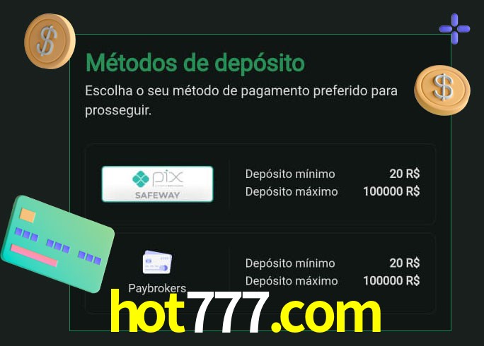 O cassino hot777.com oferece uma grande variedade de métodos de pagamento